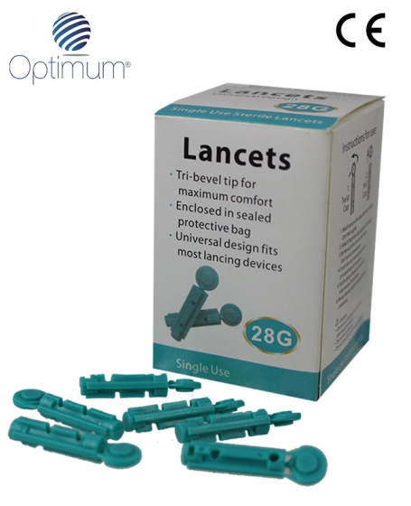 Optimum <br/>Blood Glucose <b>Lancets</b> <br/>(28G) (3boxs @ 50pcs)