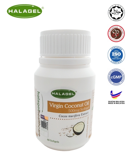 Halagel <br/> <b>Virgin Coconut Oil (04/2023)<br/> </b> 500mg 60pcs Bovine Softgels