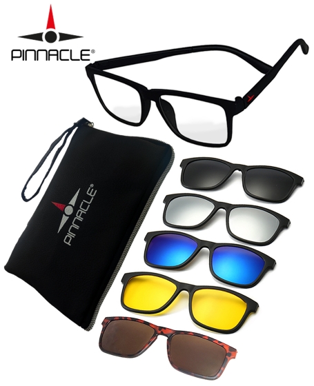 Pinnacle <br/> Interchangeable Polarized <br/>5 in 1 Sunglasses <b>Red</b>